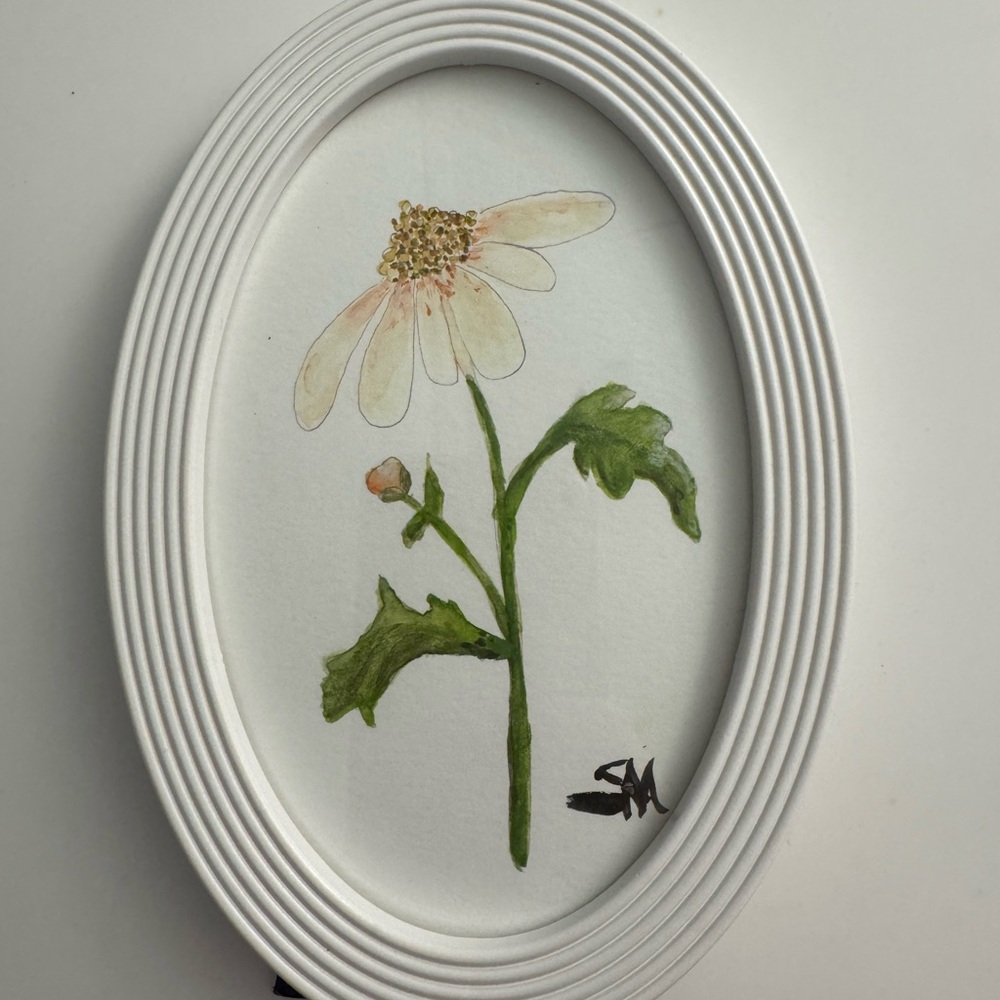 Floral Art Painting in White Frame - Picture 1 of 4